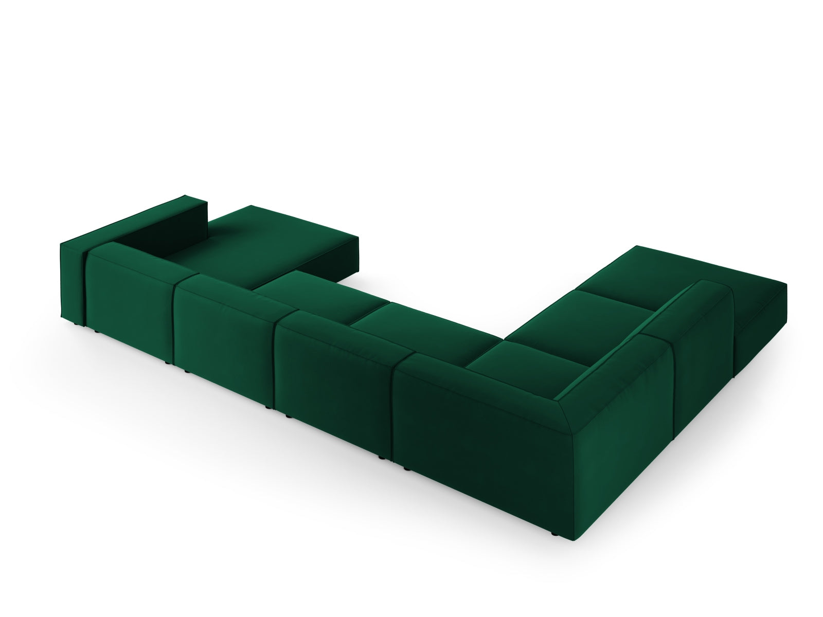 Arendal Velour Panoramic Ecksofa links 7 Sitzer in Bottle Green präsentiert im Onlineshop von KAQTU Design AG. Ecksofa links ist von Cosmopolitan Design