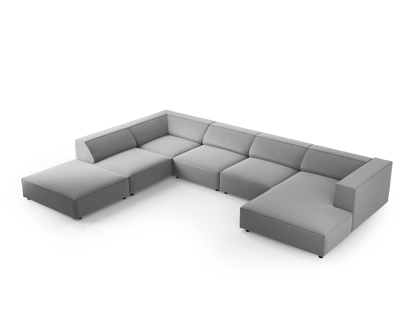 Arendal Velour Panoramic Ecksofa links 7 Sitzer in Light Grey präsentiert im Onlineshop von KAQTU Design AG. Ecksofa links ist von Cosmopolitan Design