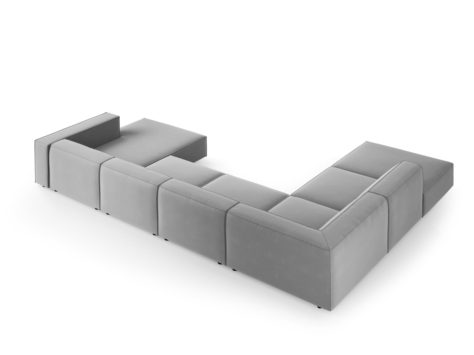 Arendal Velour Panoramic Ecksofa links 7 Sitzer in Light Grey präsentiert im Onlineshop von KAQTU Design AG. Ecksofa links ist von Cosmopolitan Design