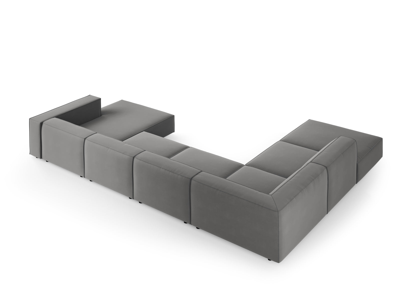 Arendal Velour Panoramic Ecksofa links 7 Sitzer in Warm grey präsentiert im Onlineshop von KAQTU Design AG. Ecksofa links ist von Cosmopolitan Design