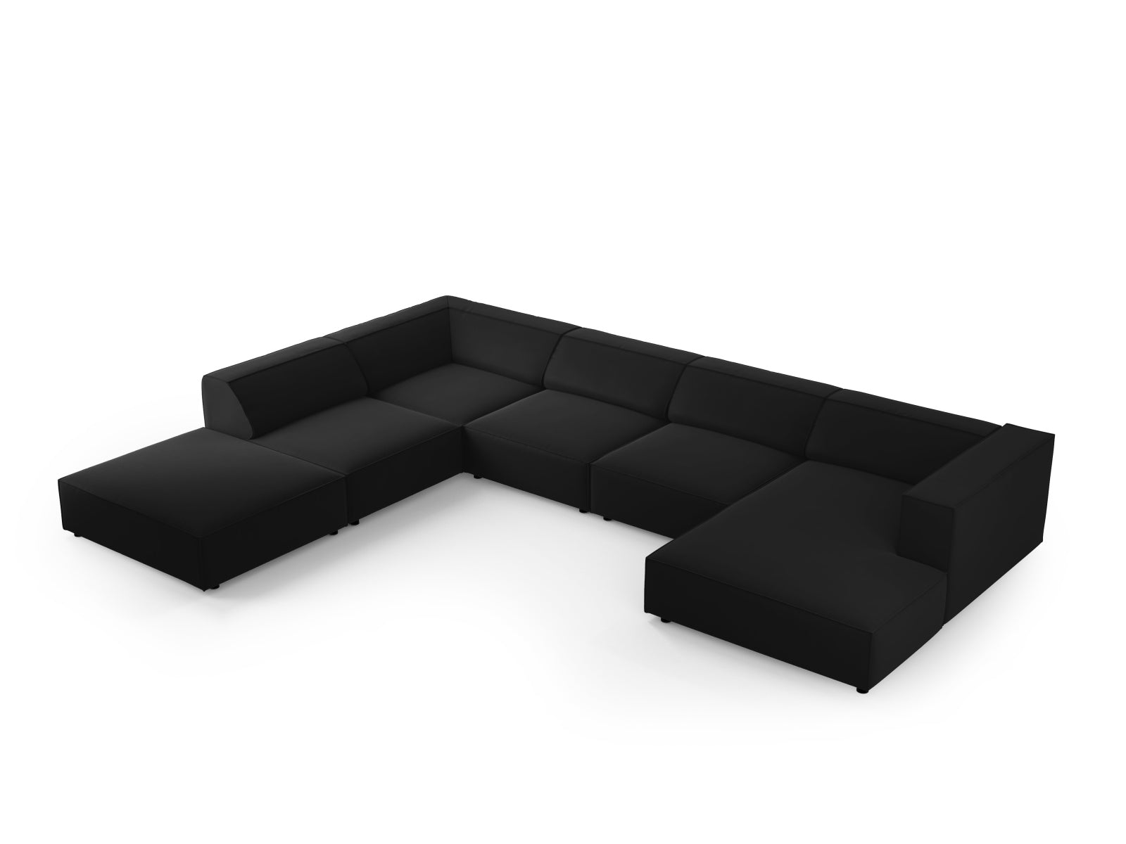 Arendal Velour Panoramic Ecksofa links 7 Sitzer in Black präsentiert im Onlineshop von KAQTU Design AG. Ecksofa links ist von Cosmopolitan Design