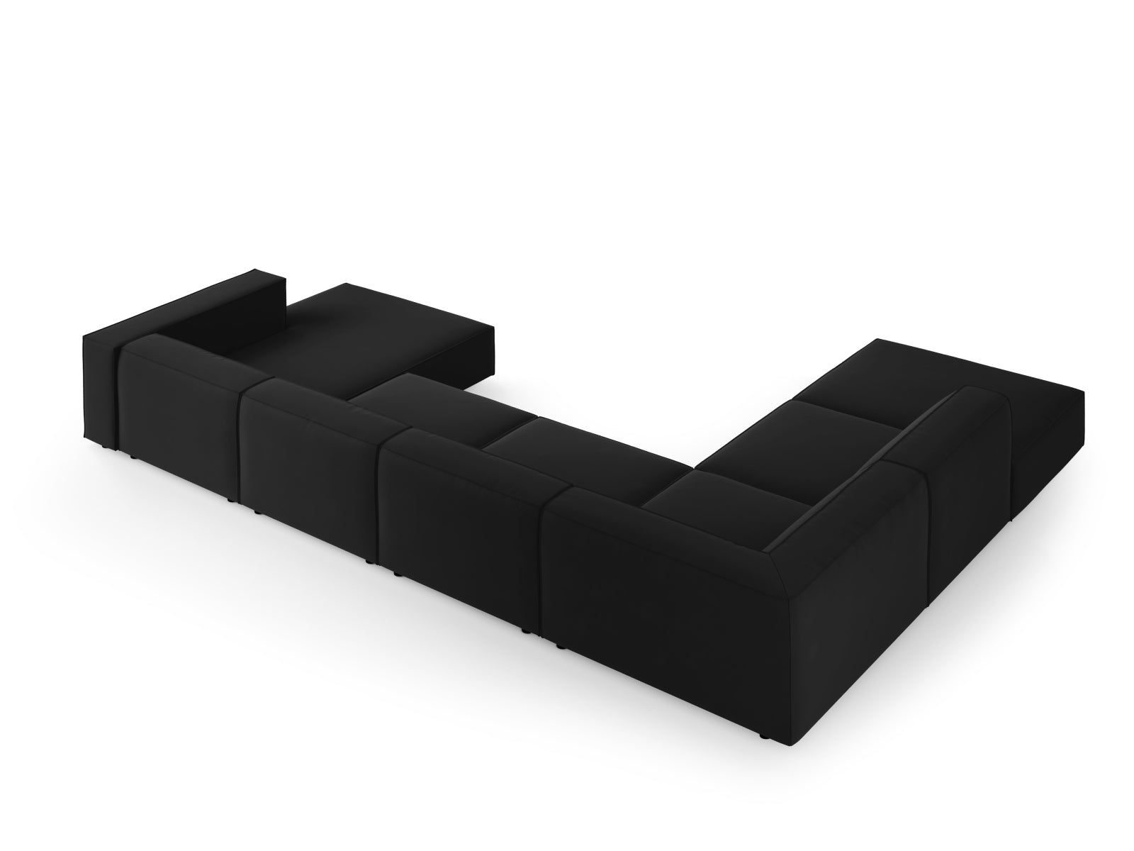 Arendal Velour Panoramic Ecksofa links 7 Sitzer in Black präsentiert im Onlineshop von KAQTU Design AG. Ecksofa links ist von Cosmopolitan Design