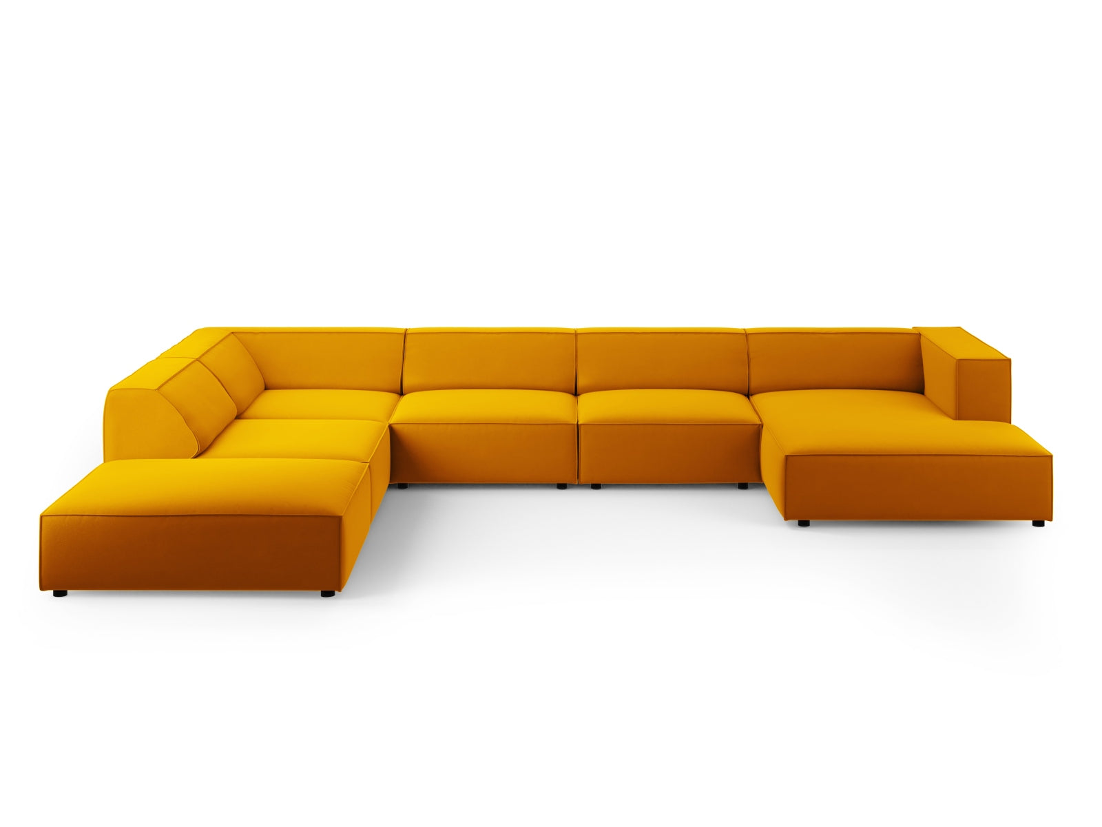 Arendal Velour Panoramic Ecksofa links 7 Sitzer in Yellow präsentiert im Onlineshop von KAQTU Design AG. Ecksofa links ist von Cosmopolitan Design