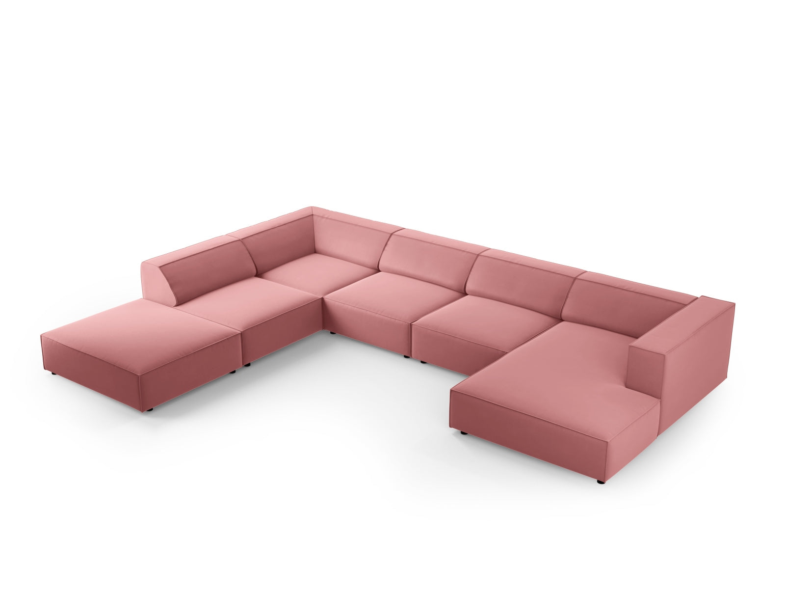 Arendal Velour Panoramic Ecksofa links 7 Sitzer in Flamingo präsentiert im Onlineshop von KAQTU Design AG. Ecksofa links ist von Cosmopolitan Design