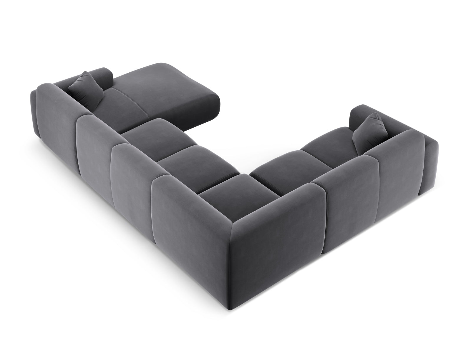 Nolio Velour Panoramic Ecksofa links 6 Sitzer 252cm in Dark Grey präsentiert im Onlineshop von KAQTU Design AG. Ecksofa links ist von Cosmopolitan Design