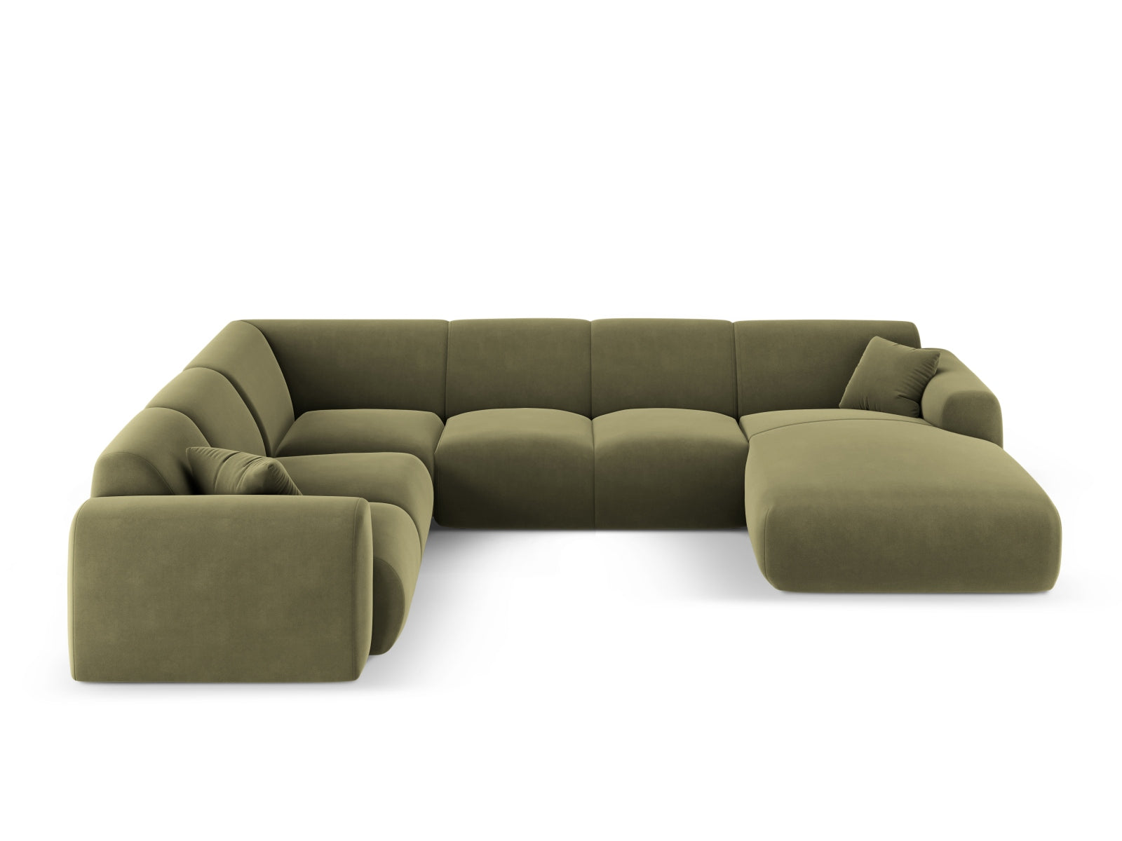 Nolio Velour Panoramic Ecksofa links 6 Sitzer 252cm in Light Green präsentiert im Onlineshop von KAQTU Design AG. Ecksofa links ist von Cosmopolitan Design