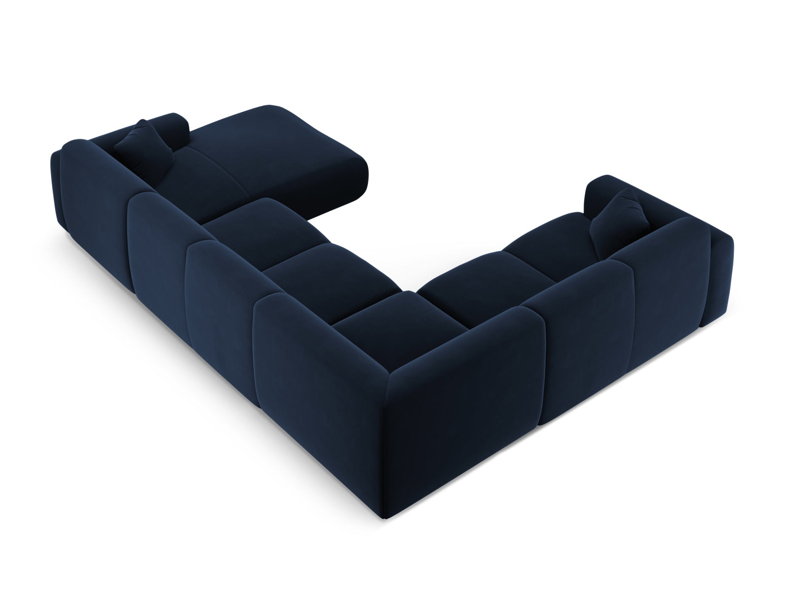 Nolio Velour Panoramic Ecksofa links 6 Sitzer 252cm in Royal Blue präsentiert im Onlineshop von KAQTU Design AG. Ecksofa links ist von Cosmopolitan Design