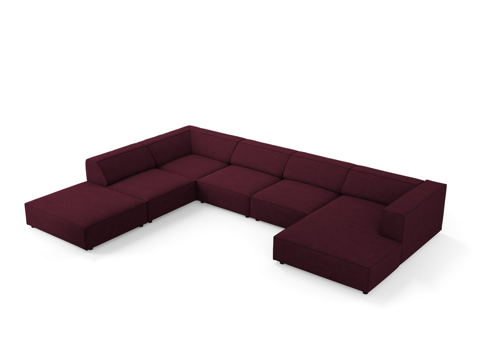 Arendal Panoramic Ecksofa links 7 Sitzer in Ruby präsentiert im Onlineshop von KAQTU Design AG. Ecksofa links ist von Cosmopolitan Design