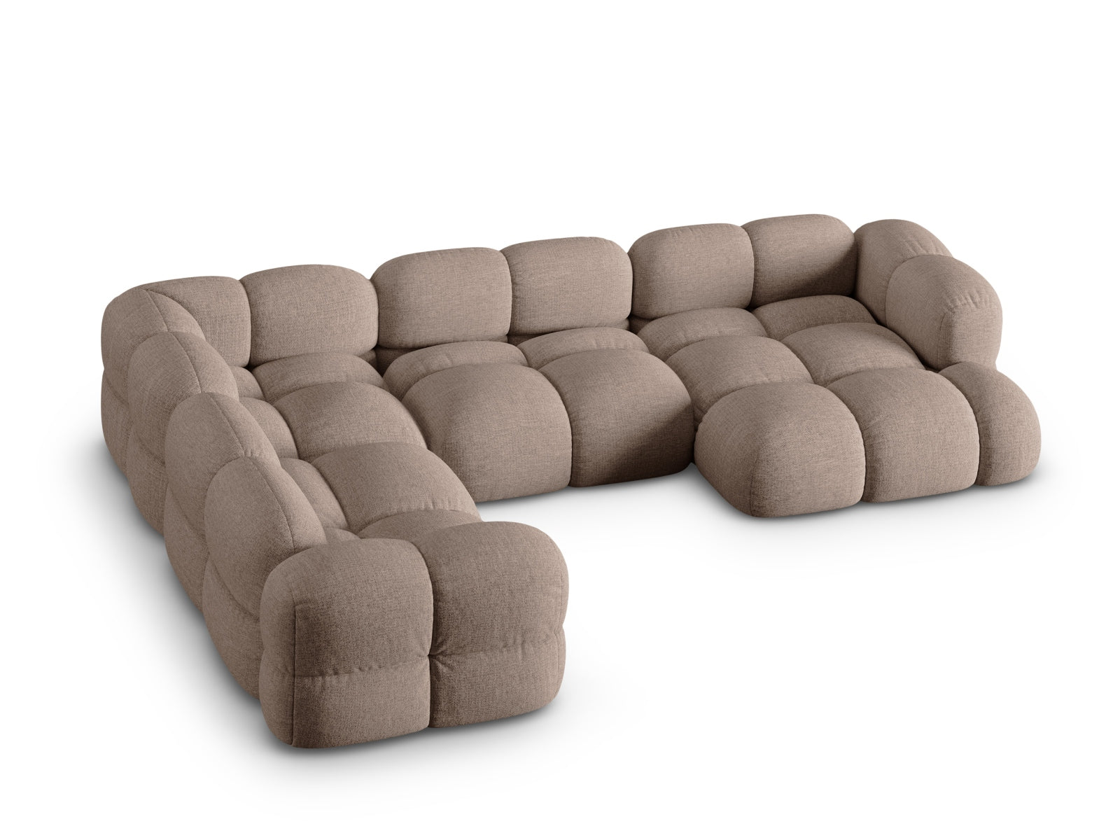 Elegantes Loretto Panoramic Ecksofa links, 5 Sitzer, 250cm, in warmem Cappuccino-Sorella, perfekt für stilvolle Wohnzimmer.