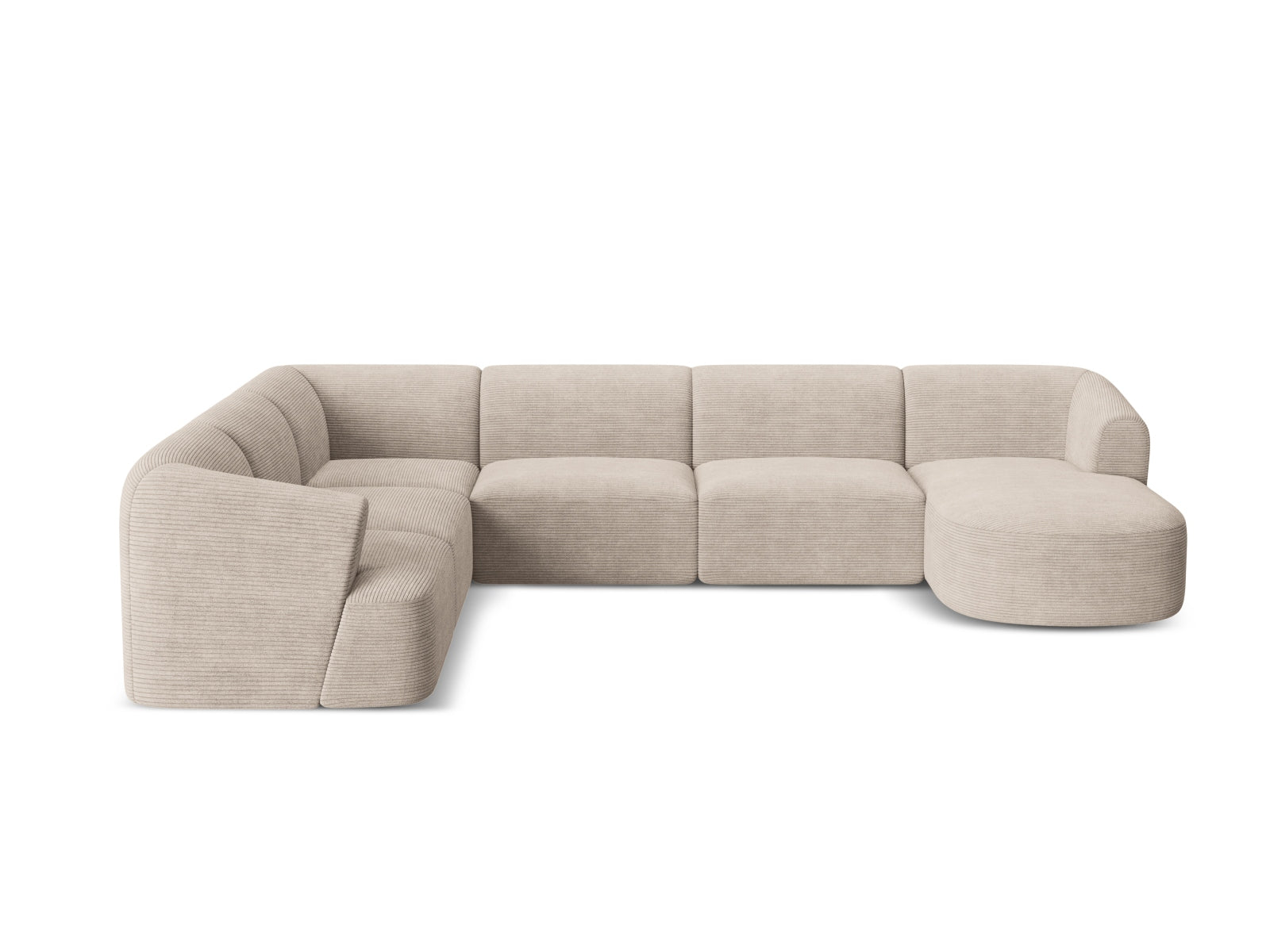 Erleben Sie das Campi Modular Panoramic Ecksofa links von Cosmopolitan Design – ein stilvolles 7-Sitzer Sofa, das Komfort und Eleganz perfekt kombiniert.