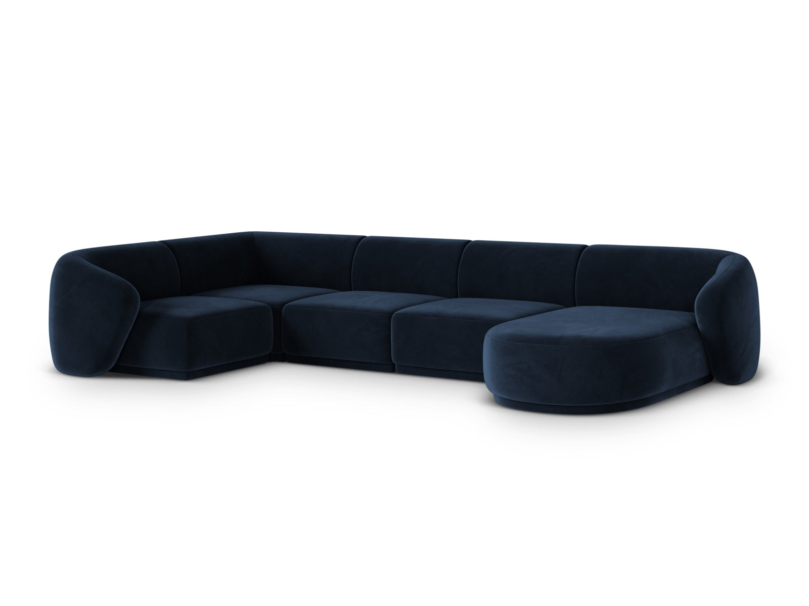 Elegantes 6-Sitzer Panoramic Ecksofa links Gomera in Royal Blue, ideal für stilvolle Wohnräume, präsentiert von Cosmopolitan Design.