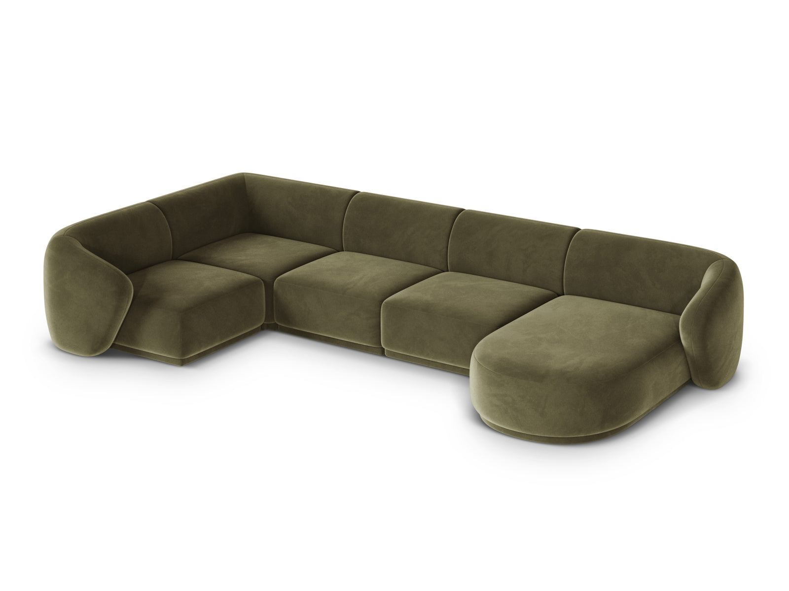 Elegantes 6-Sitzer Panoramic Ecksofa links Gomera in modernem Green-Salvador, ideal für gemütliche und stilvolle Wohnräume.
