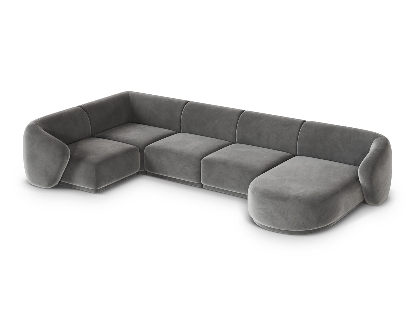 Elegantes 6-Sitzer Panoramic Ecksofa links Gomera in zeitgemäßem Grau, ideal für gemütliche und moderne Wohnräume, von Cosmopolitan Design.
