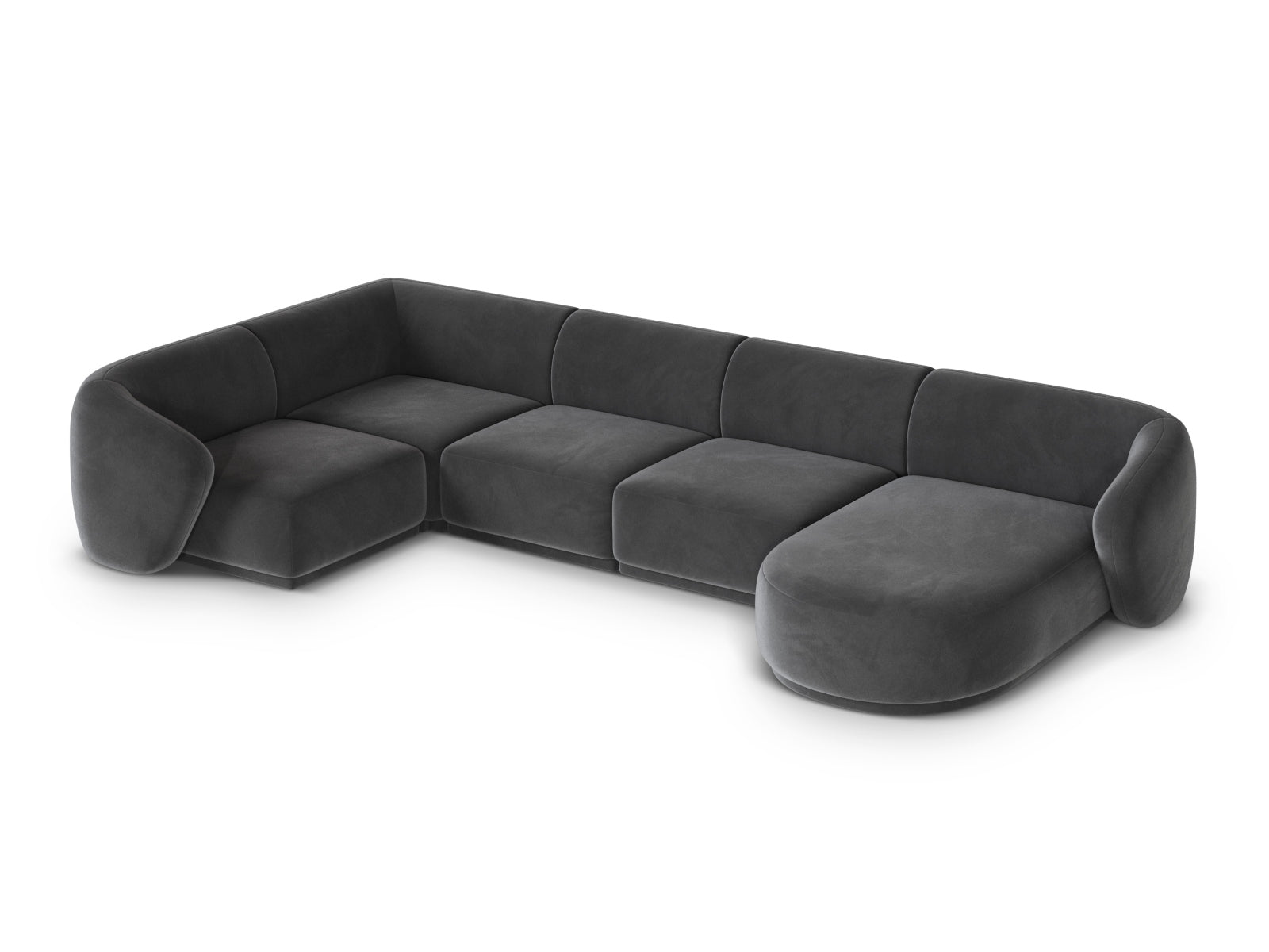 Elegantes 6-Sitzer Panoramic Ecksofa links Gomera in dunklem Grau, ideal für stilvolle Wohnräume und gesellige Abende.