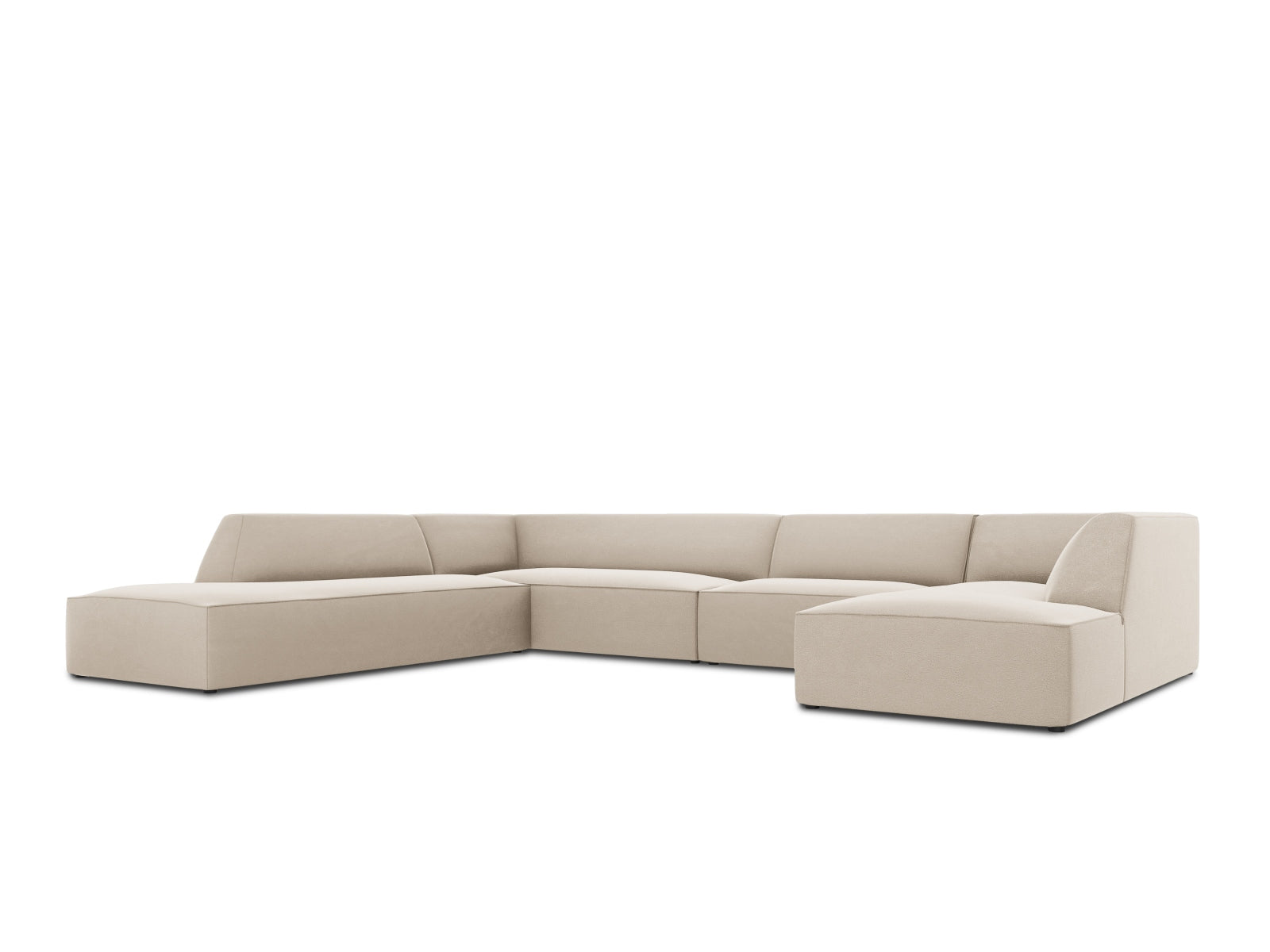 Oslo Velour Panoramic Ecksofa links 7 Sitzer in Beige präsentiert im Onlineshop von KAQTU Design AG. Ecksofa links ist von Cosmopolitan Design