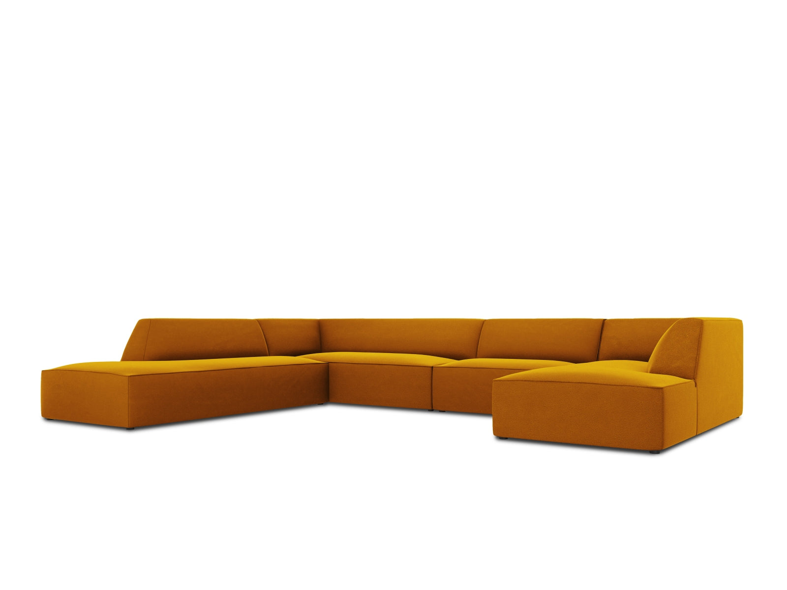 Oslo Velour Panoramic Ecksofa links 7 Sitzer in Yellow präsentiert im Onlineshop von KAQTU Design AG. Ecksofa links ist von Cosmopolitan Design