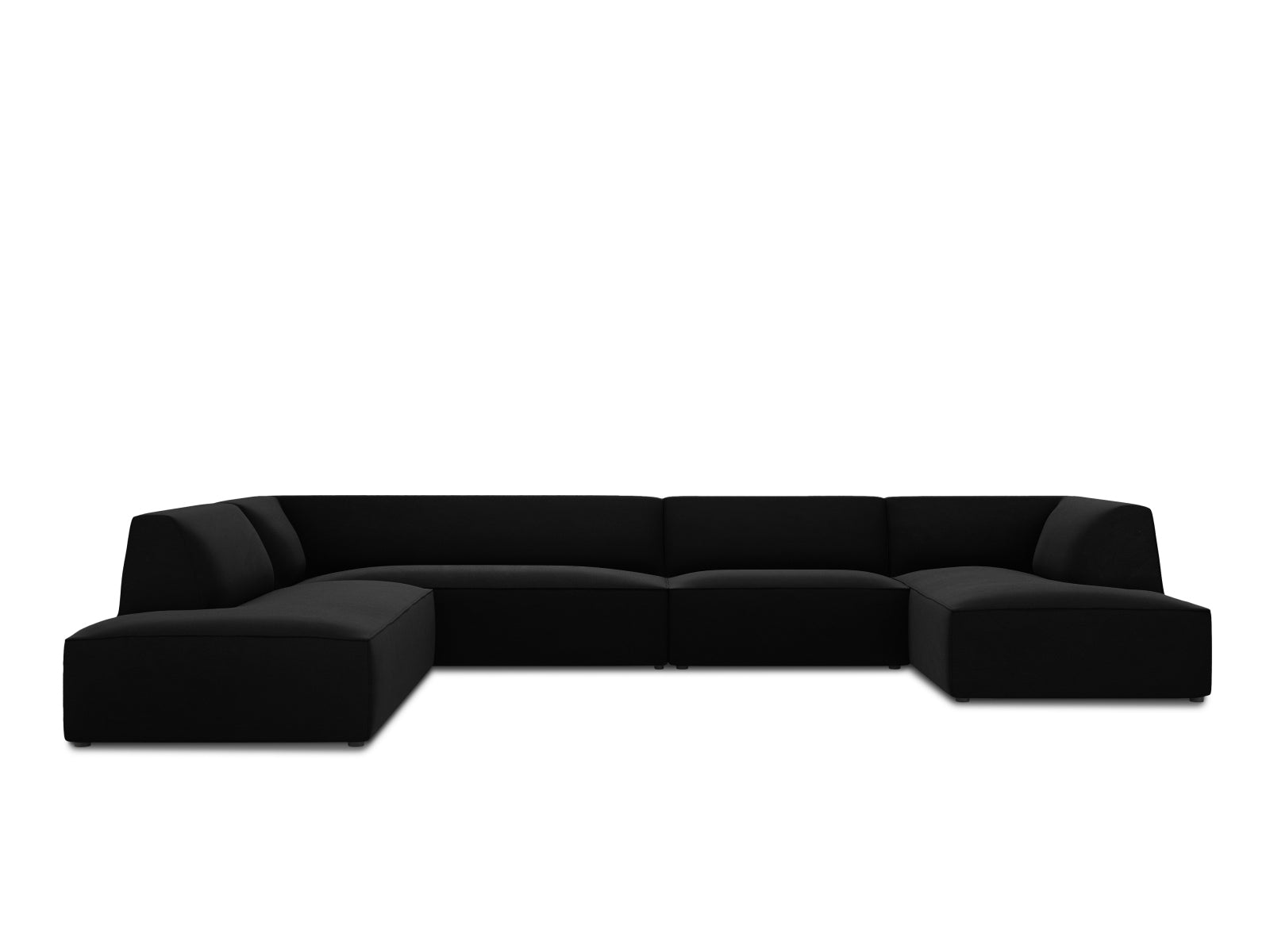 Oslo Velour Panoramic Ecksofa links 7 Sitzer in Black präsentiert im Onlineshop von KAQTU Design AG. Ecksofa links ist von Cosmopolitan Design