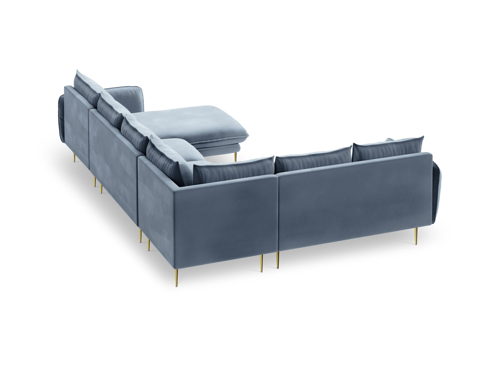 Erleben Sie das Vienna Velour Panoramic Ecksofa links – ein stilvolles 7-Sitzer Sofa mit 235 cm, das höchsten Komfort und Eleganz in Ihr Zuhause bringt.