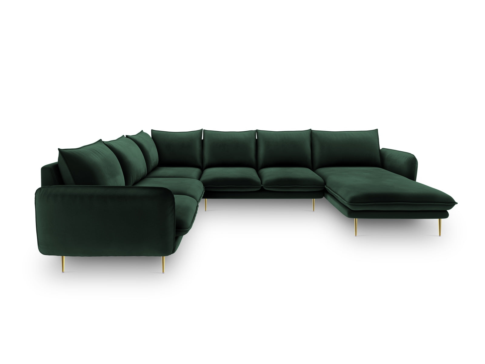 Vienna Velour Panoramic Ecksofa links 7 Sitzer 235cm in Bottle Green/Gold präsentiert im Onlineshop von KAQTU Design AG. Ecksofa links ist von Cosmopolitan Design