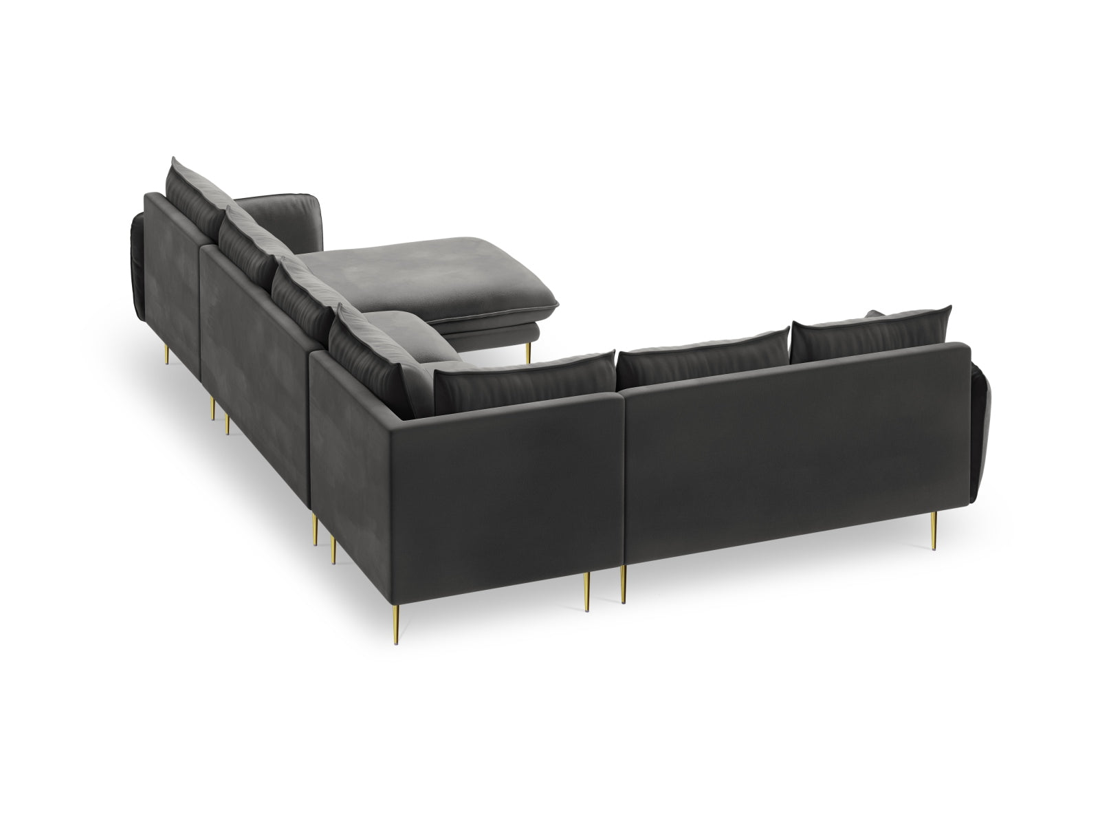 Erleben Sie das Vienna Velour Panoramic Ecksofa links – ein stilvolles 7-Sitzer Sofa mit 235 cm, das höchsten Komfort und Eleganz in Ihr Zuhause bringt.