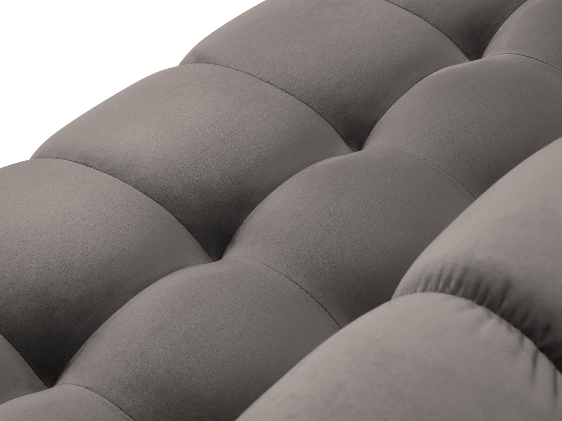 Elegantes 7-Sitzer Ecksofa links Bali in zartem Light Grey-Bluvel, perfekt für stilvolle und einladende Wohnbereiche von Cosmopolitan Design.