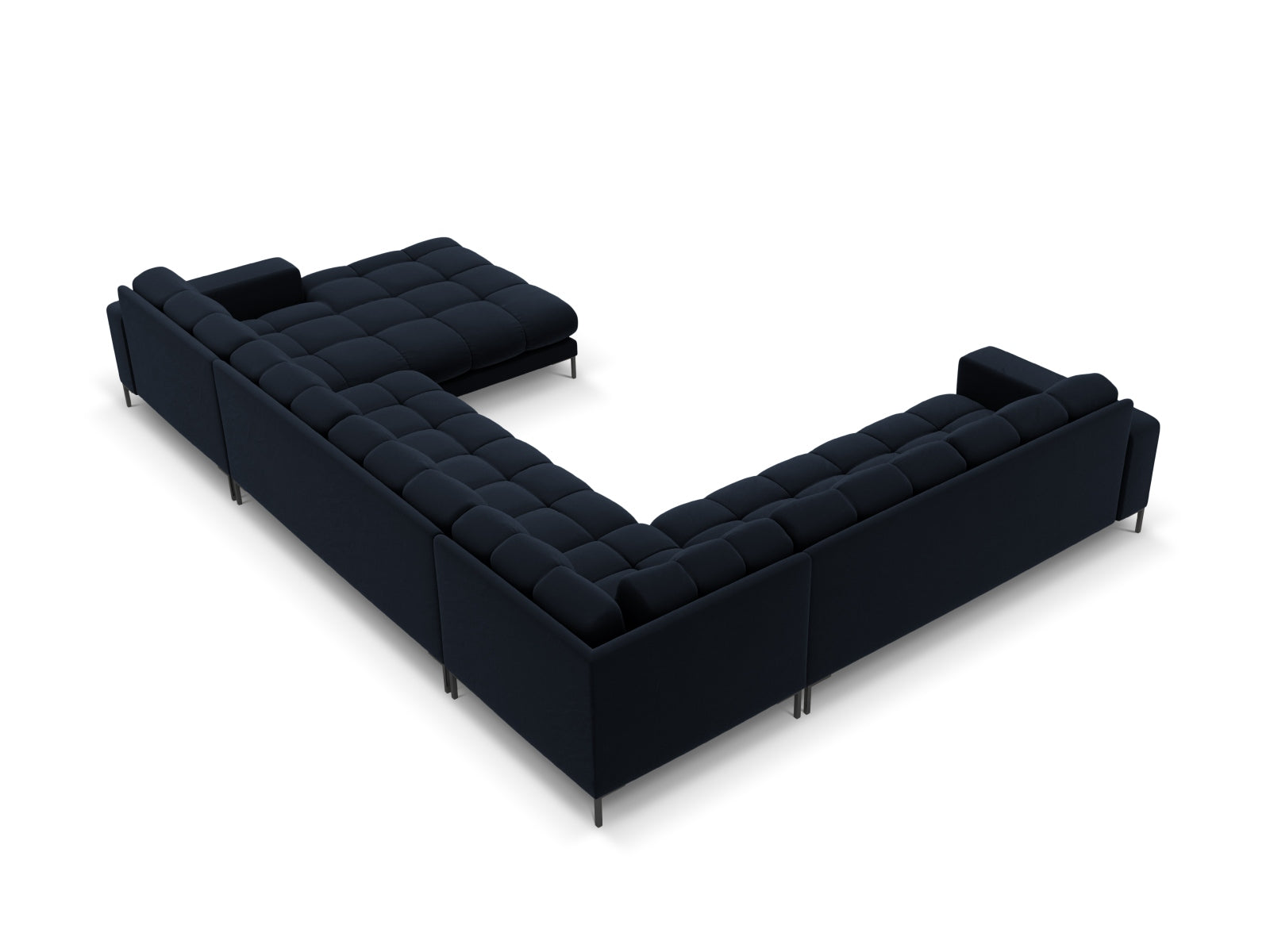 Elegantes 7-Sitzer Ecksofa links Bali in ansprechendem Blau, ideal für gesellige Abende und stilvolle Wohnräume, von Cosmopolitan Design.