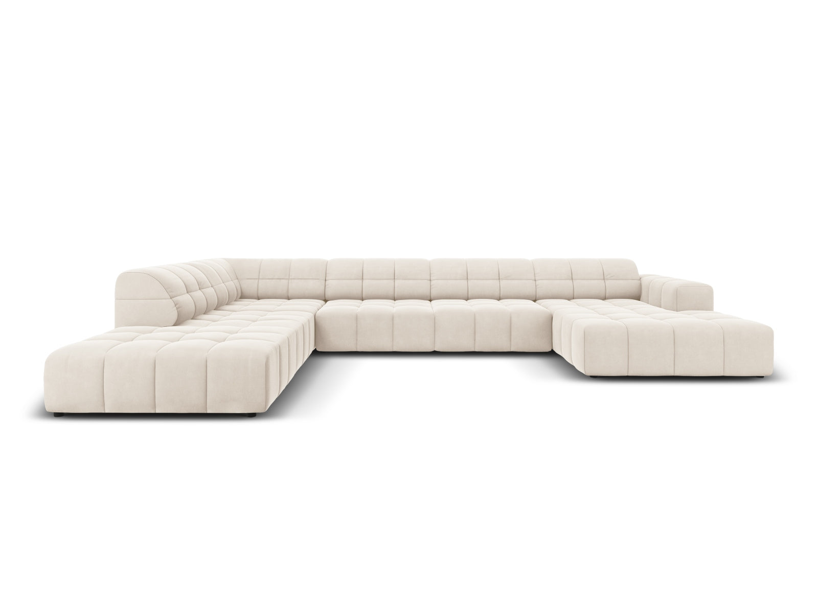 Chicago Velour Panoramic Ecksofa links 7 Sitzer 262cm in Light Beige präsentiert im Onlineshop von KAQTU Design AG. Ecksofa links ist von Cosmopolitan Design