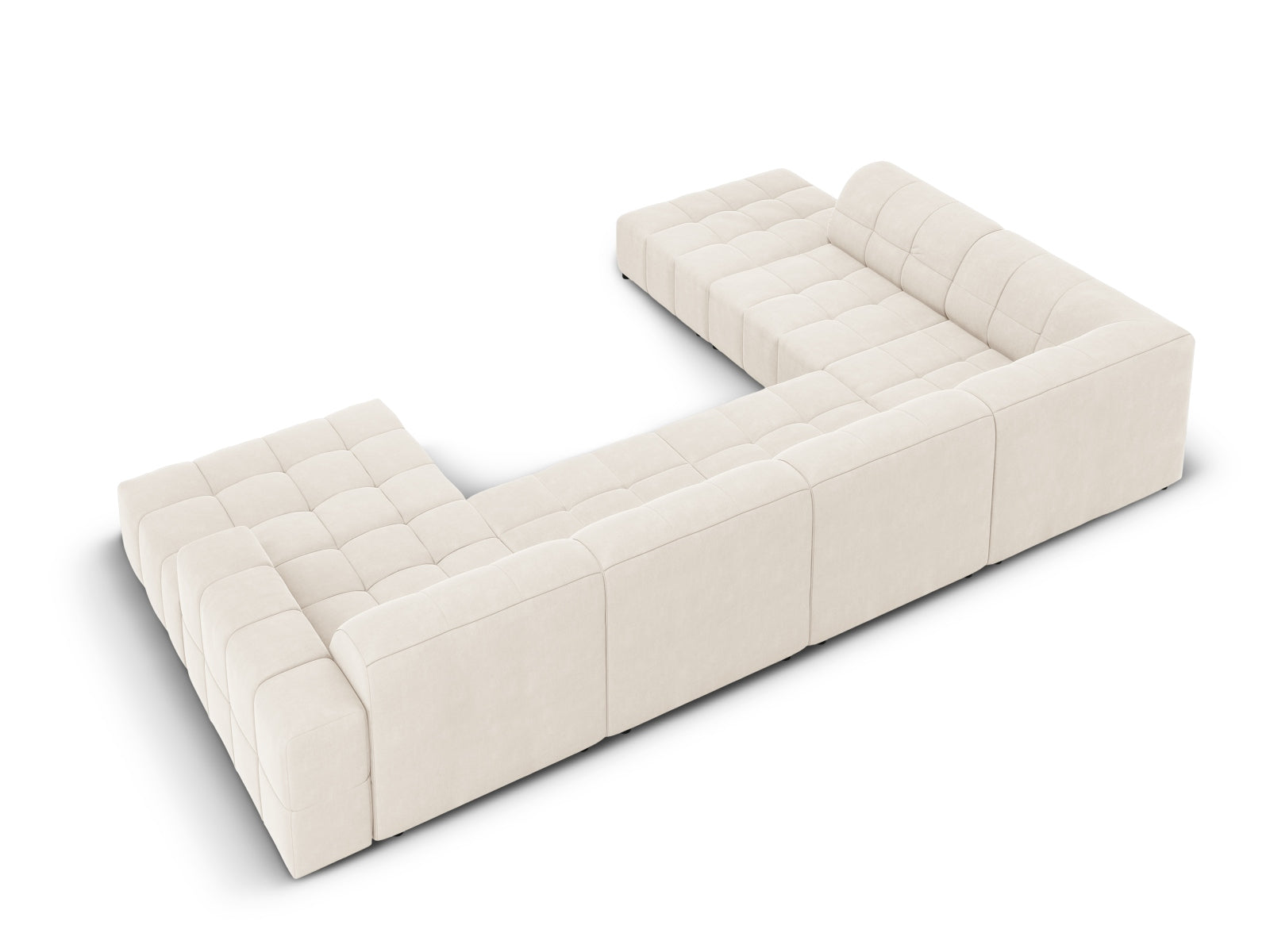 Chicago Velour Panoramic Ecksofa links 7 Sitzer 262cm in Light Beige präsentiert im Onlineshop von KAQTU Design AG. Ecksofa links ist von Cosmopolitan Design