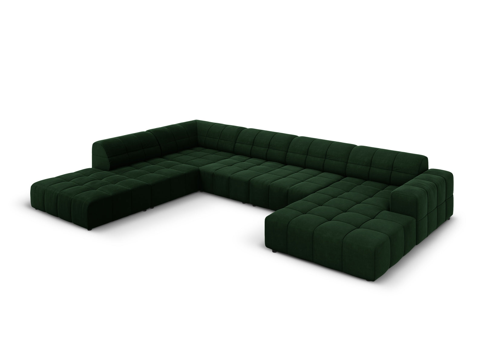 Chicago Velour Panoramic Ecksofa links 7 Sitzer 262cm in Bottle Green präsentiert im Onlineshop von KAQTU Design AG. Ecksofa links ist von Cosmopolitan Design