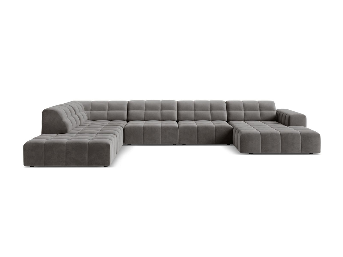 Chicago Velour Panoramic Ecksofa links 7 Sitzer 262cm in Light Grey-Bluvel präsentiert im Onlineshop von KAQTU Design AG. Ecksofa links ist von Cosmopolitan Design