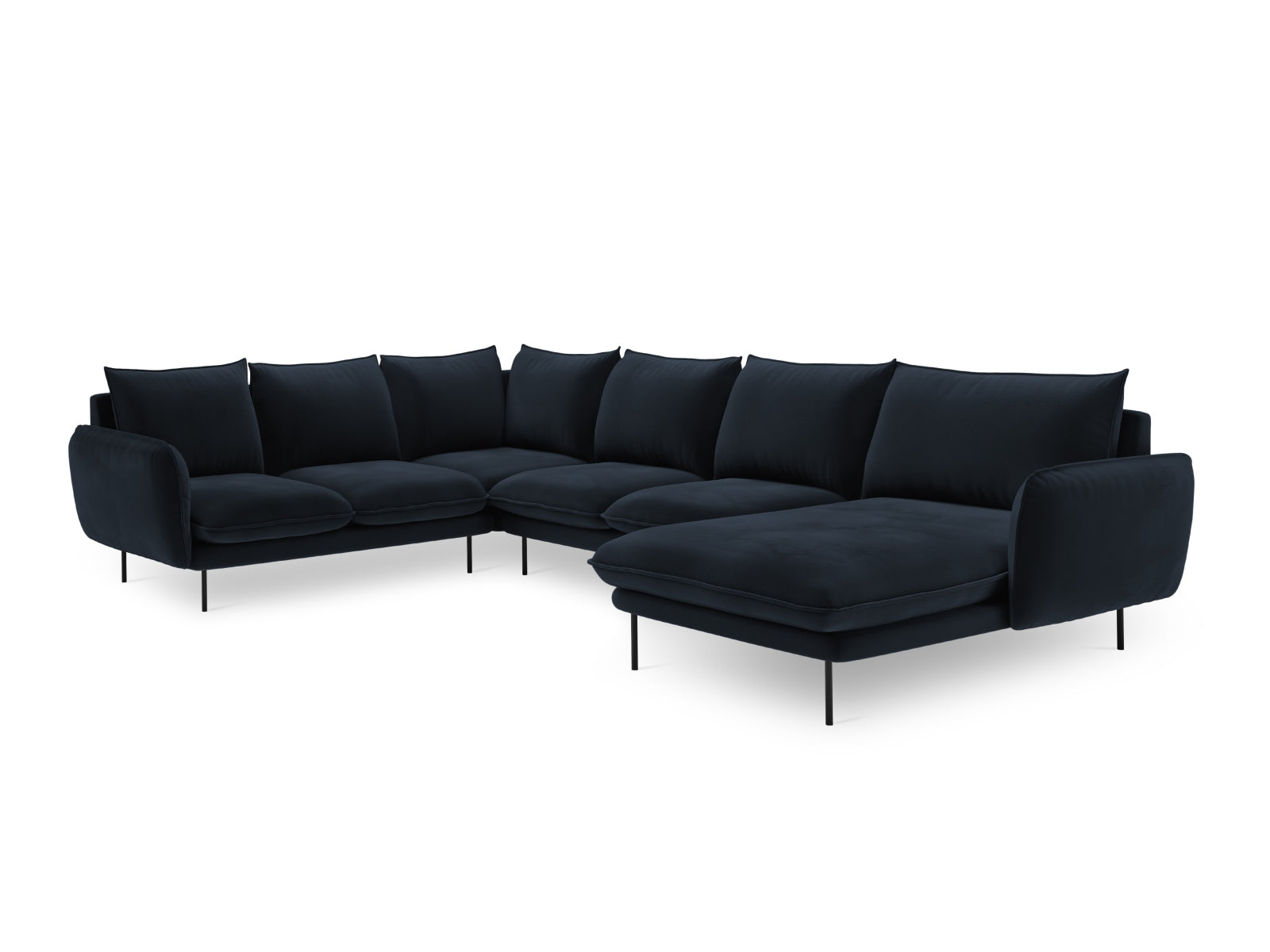Luxuriöses 7-sitziges Ecksofa in Dunkelblau, linksseitig, 235 cm, perfekt für moderne und elegante Wohnambiente.