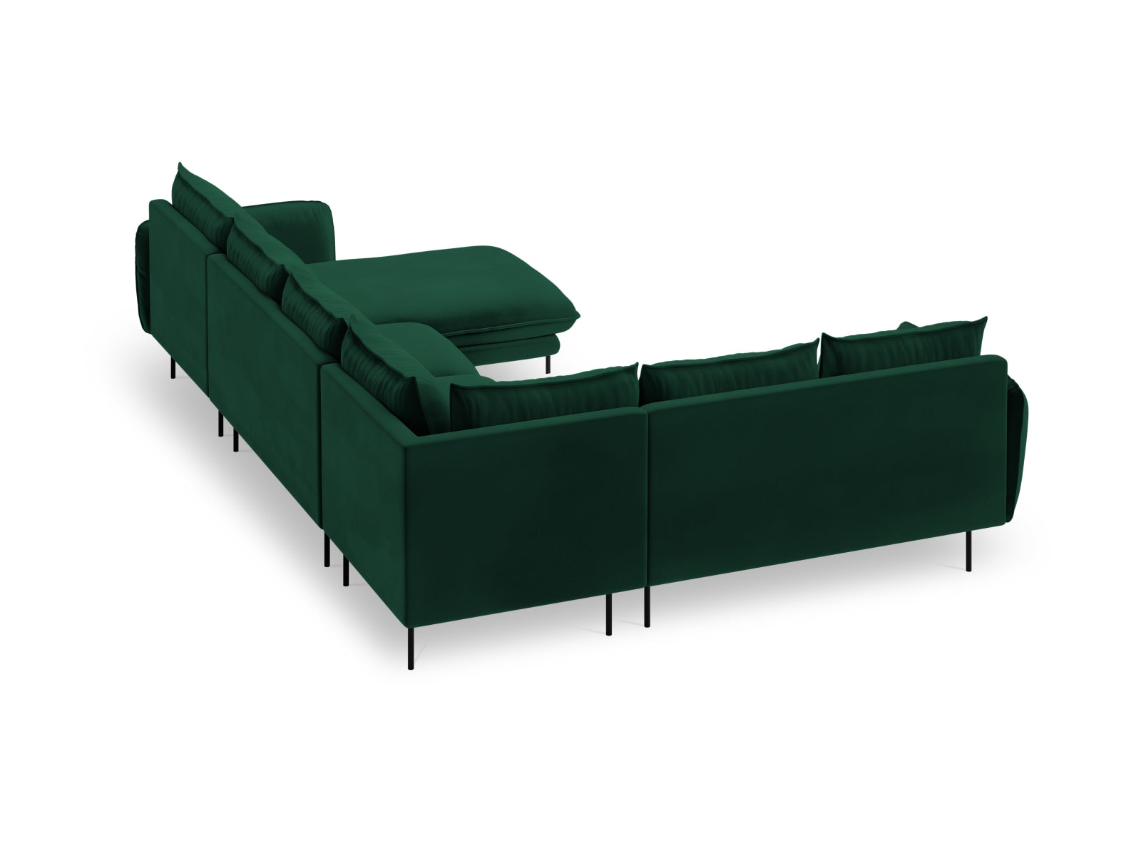 Vienna Velour Panoramic Ecksofa links 7 Sitzer 235cm in Bottle Green/Schwarz-Bluvel präsentiert im Onlineshop von KAQTU Design AG. Ecksofa links ist von Cosmopolitan Design