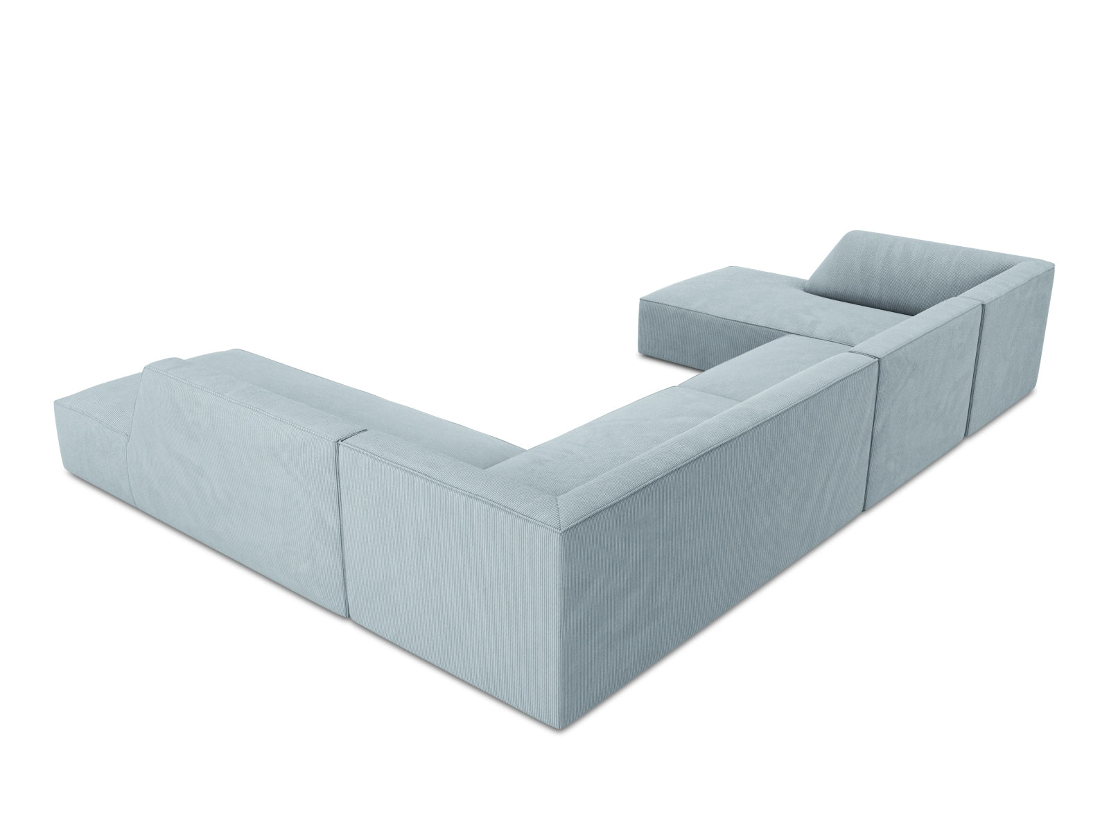 Oslo Panoramic Ecksofa rechts 7 Sitzer in Light Blue präsentiert im Onlineshop von KAQTU Design AG. Ecksofa rechts ist von Cosmopolitan Design