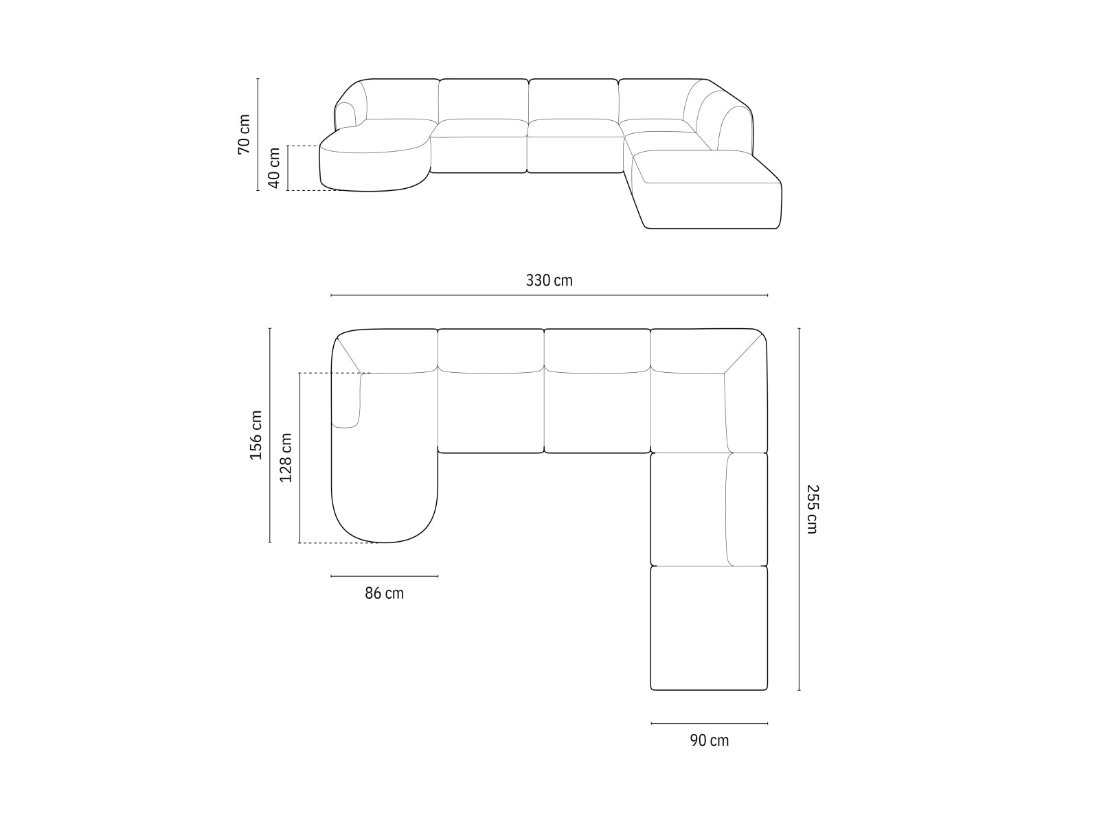 Erleben Sie das elegante Campi Velour Modular Panoramic Ecksofa rechts 7 Sitzer von Cosmopolitan Design – ideal für Ihr modernes Zuhause, flexibel und komfortabel.