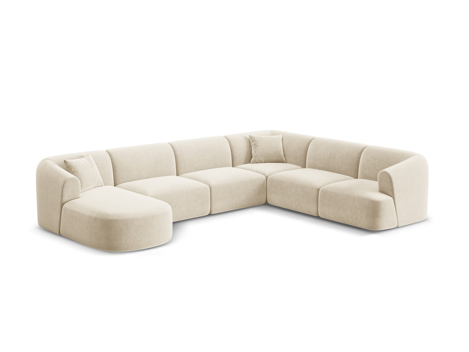 Erleben Sie das elegante Campi Velour Modular Panoramic Ecksofa rechts 7 Sitzer von Cosmopolitan Design – ideal für Ihr modernes Zuhause, flexibel und komfortabel.