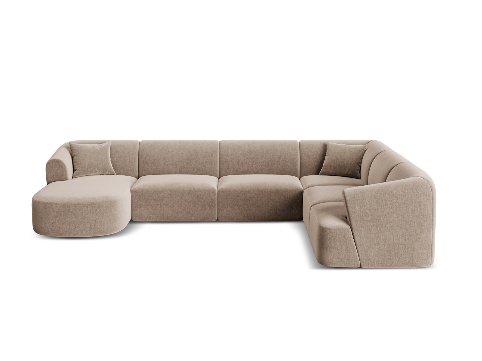 Campi Velour Modular Panoramic Ecksofa rechts 7 Sitzer in Dark Beige präsentiert im Onlineshop von KAQTU Design AG. Ecksofa rechts ist von Cosmopolitan Design