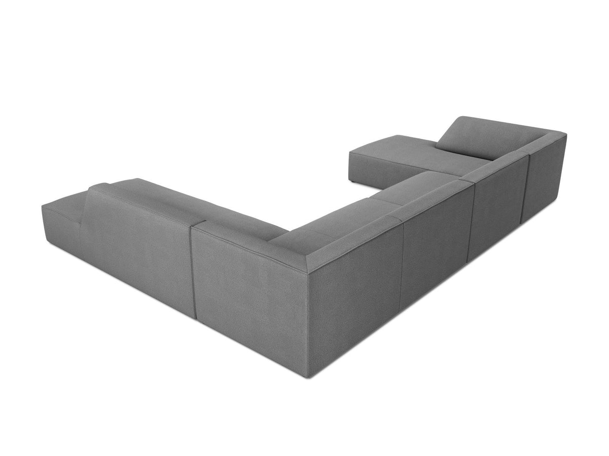 Siena Panorama-Ecksofa rechts von Cosmopolitan Design in Light Beige-Scala Cordstoff, Holzrahmen, schwarze Kunststoffbeine, 7-Sitzer, 366 x 273 cm.