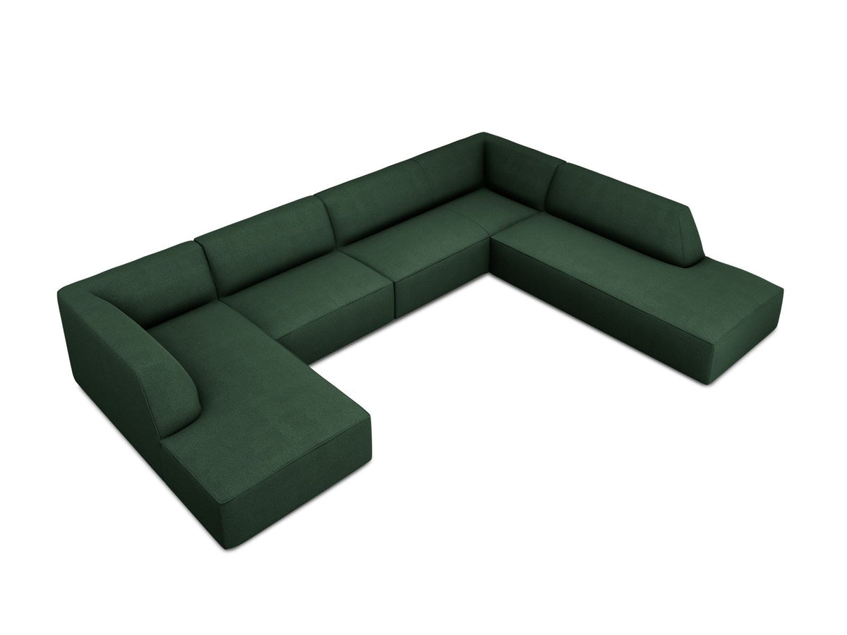 Siena Panorama-Ecksofa rechts von Cosmopolitan Design in Light Beige-Scala Cordstoff, Holzrahmen, schwarze Kunststoffbeine, 7-Sitzer, 366 x 273 cm.