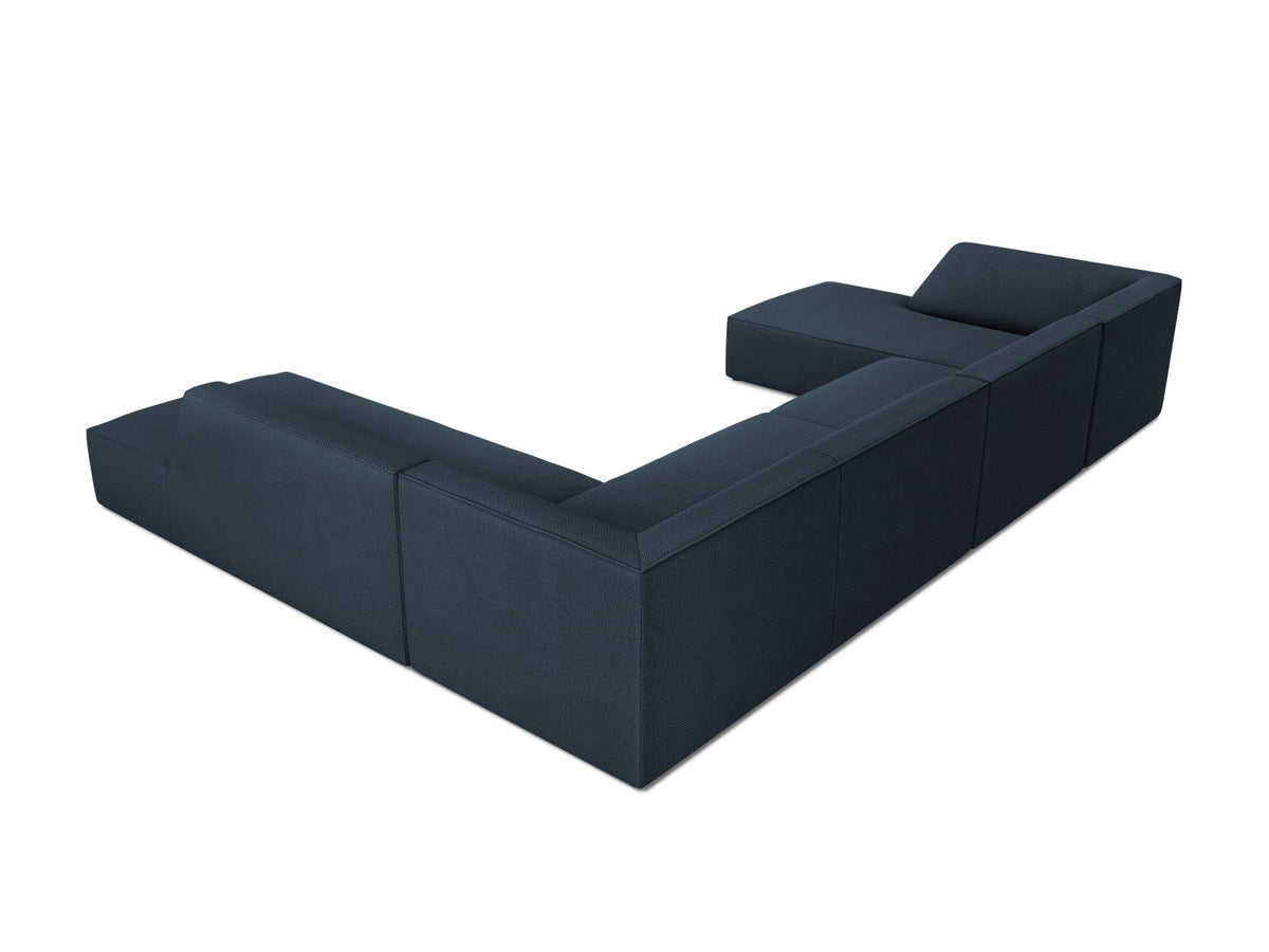 Siena Panorama-Ecksofa rechts von Cosmopolitan Design in Light Beige-Scala Cordstoff, Holzrahmen, schwarze Kunststoffbeine, 7-Sitzer, 366 x 273 cm.