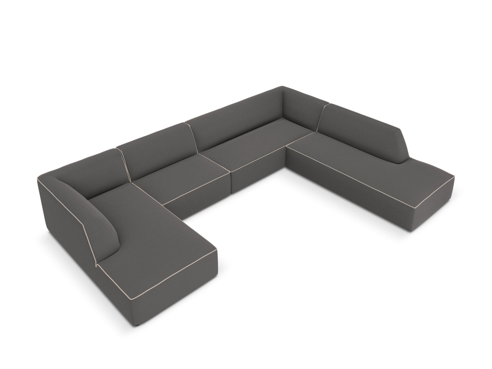 Oslo Panoramic Ecksofa rechts 7 Sitzer in Grey, Grey Beige Melange präsentiert im Onlineshop von KAQTU Design AG. Ecksofa rechts ist von Cosmopolitan Design