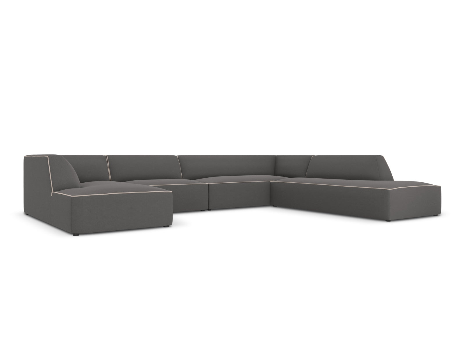 Oslo Panoramic Ecksofa rechts 7 Sitzer in Grey, Grey Beige Melange präsentiert im Onlineshop von KAQTU Design AG. Ecksofa rechts ist von Cosmopolitan Design