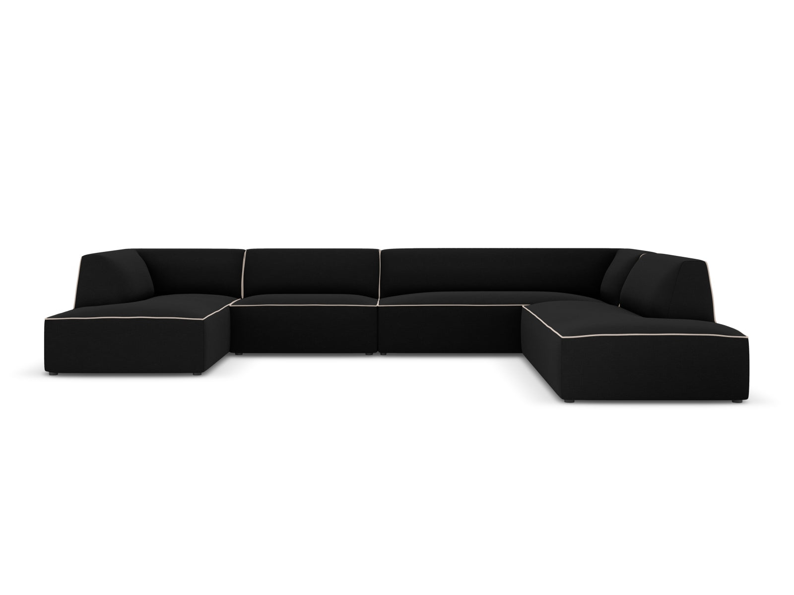 Oslo Panoramic Ecksofa rechts 7 Sitzer in Black, Grey Beige Melange präsentiert im Onlineshop von KAQTU Design AG. Ecksofa rechts ist von Cosmopolitan Design