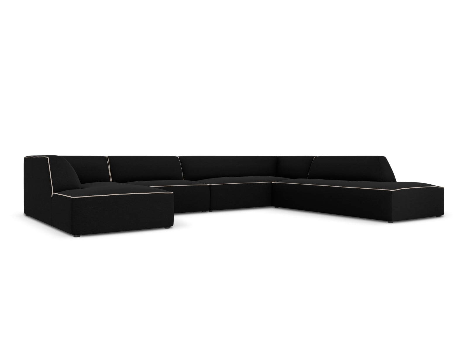 Oslo Panoramic Ecksofa rechts 7 Sitzer in Black, Grey Beige Melange präsentiert im Onlineshop von KAQTU Design AG. Ecksofa rechts ist von Cosmopolitan Design