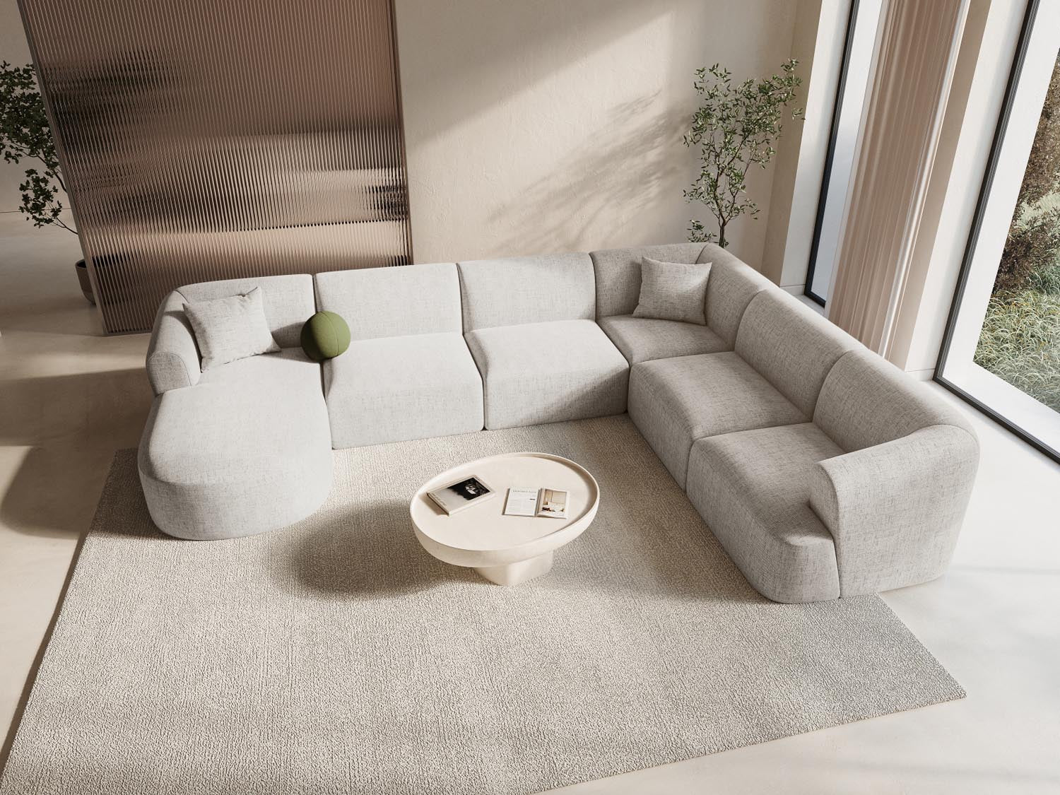 Entdecken Sie das Campi Modular Panoramic Ecksofa rechts 7 Sitzer von Cosmopolitan Design – stilvoll, anpassbar und perfekt für Ihr modernes Wohnambiente!