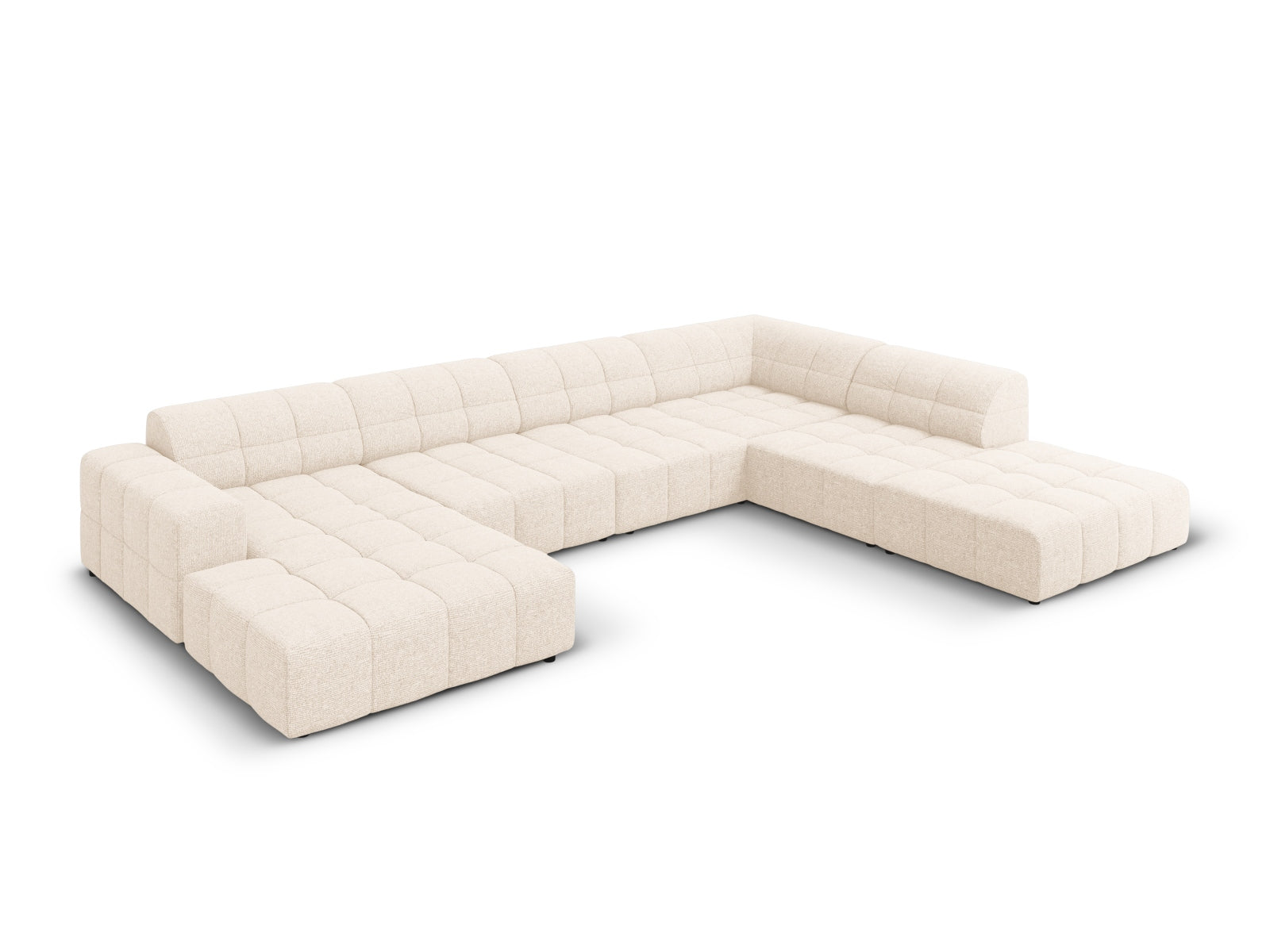 Elegantes Chicago Panoramic Ecksofa in Light Beige, 7-Sitzer, 262 cm, ideal für stilvolle Wohnräume, präsentiert von Cosmopolitan Design.