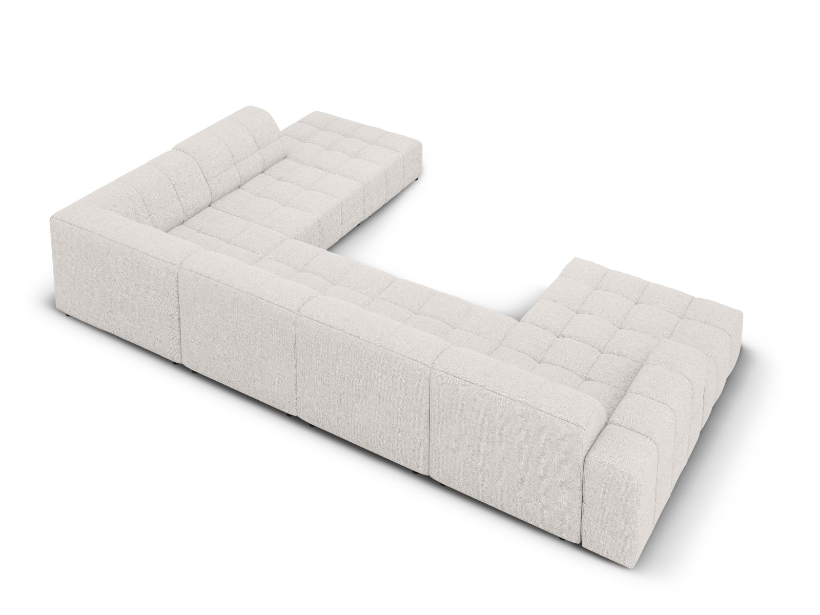 Elegantes, hellgraues 7-Sitzer Ecksofa Chicago Panoramic, 262 cm, perfekt für stilvolle Wohnzimmer, von Cosmopolitan Design.