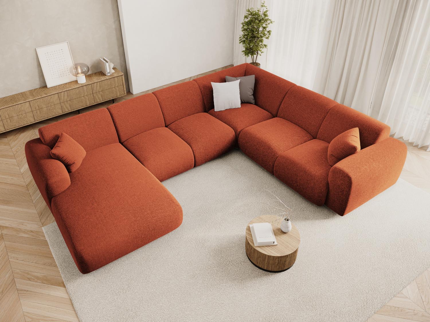 Nolio Panoramic Ecksofa rechts 6 Sitzer 252cm in Terracotta präsentiert im Onlineshop von KAQTU Design AG. Ecksofa rechts ist von Cosmopolitan Design