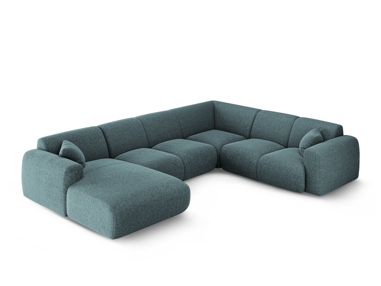 Modernes Nolio Panoramic Ecksofa in Petrol-Haga, 6-Sitzer, 252 cm, perfekt für gemütliche und stilvolle Wohnbereiche von Cosmopolitan Design.