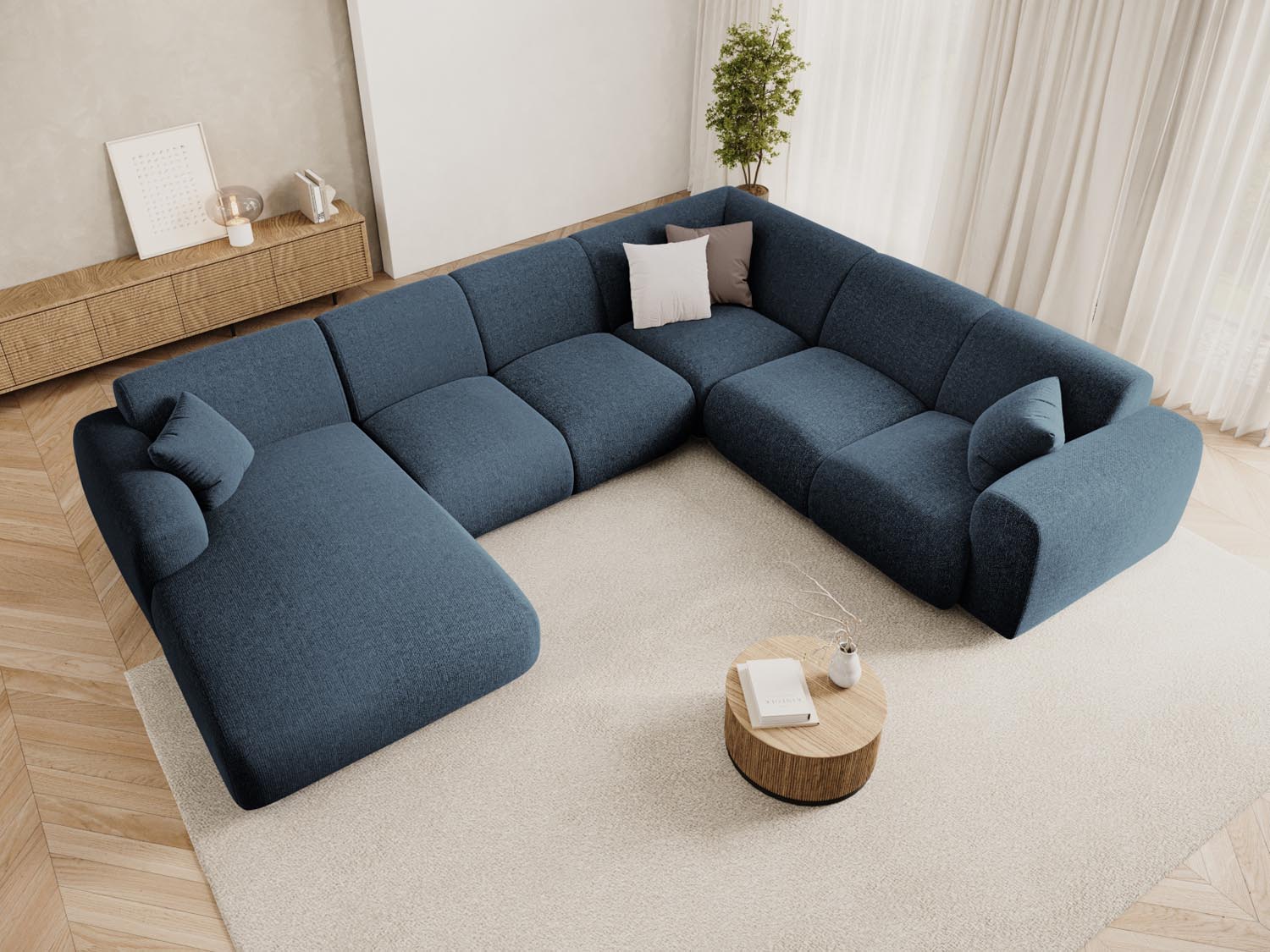 Nolio Panoramic Ecksofa rechts 6 Sitzer 252cm in Royal Blue präsentiert im Onlineshop von KAQTU Design AG. Ecksofa rechts ist von Cosmopolitan Design