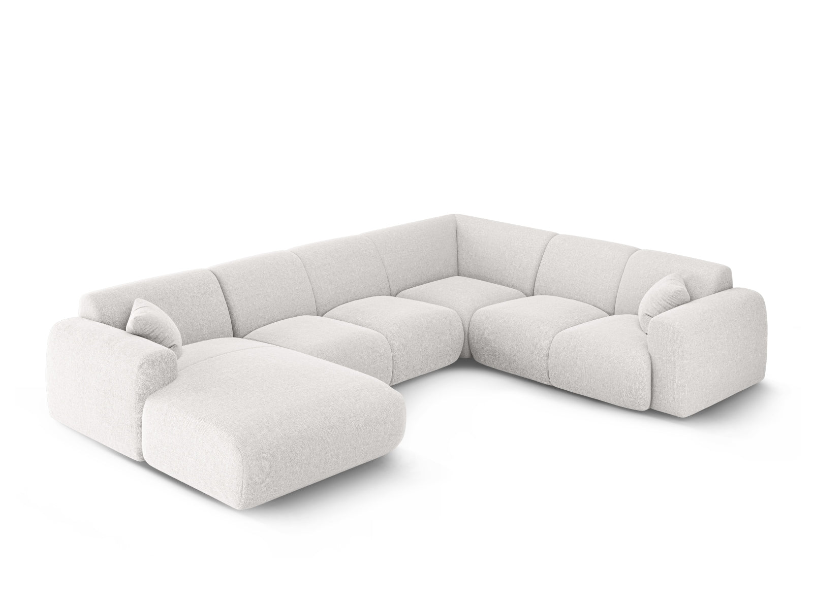 Modernes Nolio Panoramic Ecksofa in sanftem Hellgrau, 6-Sitzer, 252 cm, perfekt für gemütliche und stilvolle Wohnambiente.